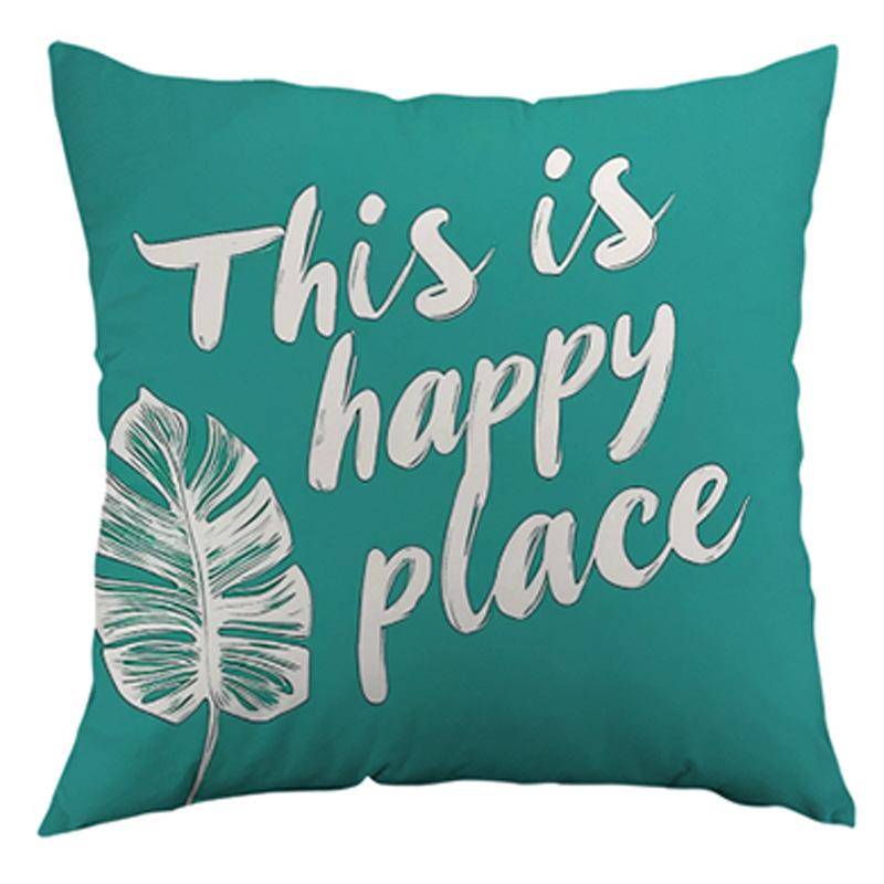 Plant Leaf Letter Cushion Cover Short Plush Printed Pattern Pillow Cover Home Decoration Sofa Decorative Cushion Cover
