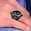 Pierścionek męski ze srebra próby 925 K Jadeit, ręcznie robiony turecki projekt osmański, wyjątkowa biżuteria w stylu historycznym, rzemieślnicze oświadczenie dla niego