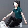 Sports Suit Women's Summer Fashion Style Stand Collar Short-sleeved Summer Casual Wear Two-piece Set