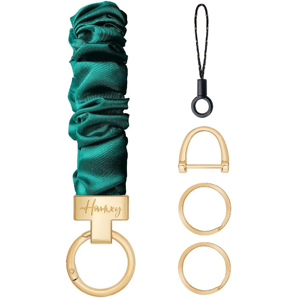 Hovmwey Stretchy Scrunchie Keychain Wristlet, Cute Key Chain Wrist Lanyard Strap for Women Men Car Keys ID Badges Wallet