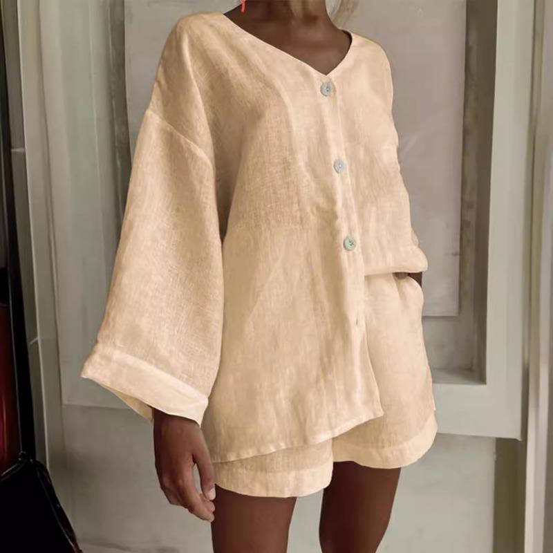 Summer New Women's Fashion Shirt Shorts Casual Set