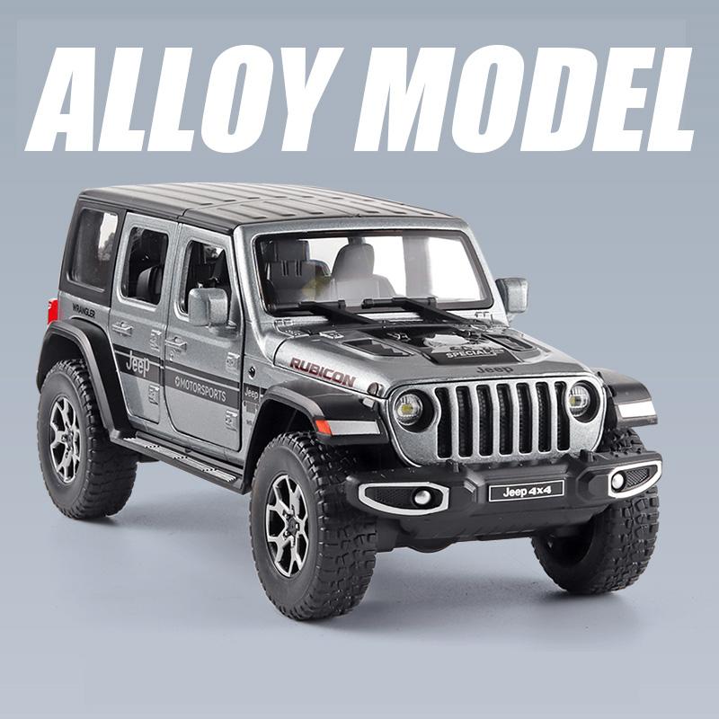 1/22 Scale Jeeps Wrangler Pickup Off-road Vehicle Alloy Model Car Simulation Sound and Light Diecast Metal Toy Collection Gift for Boy