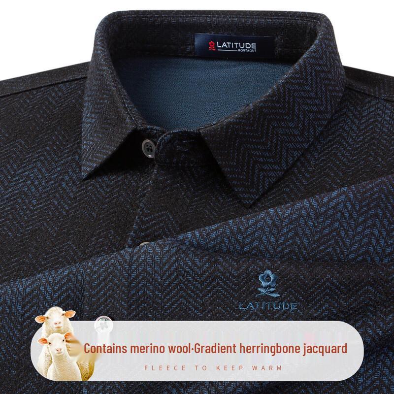 

MONTAGUT Men s Gradient Herringbone Jacquard Long-Sleeve Shirt L (50)