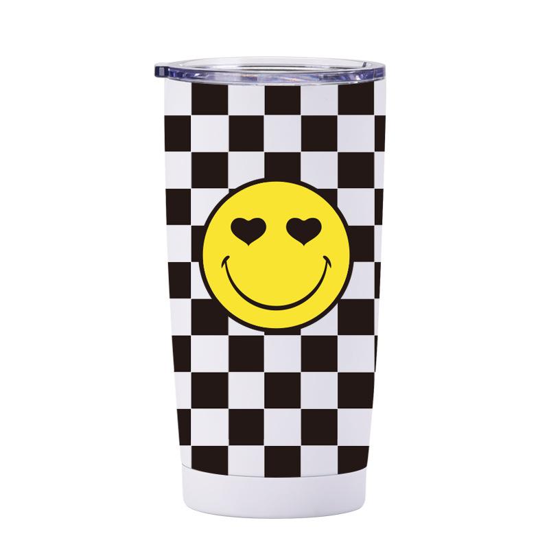 Stainless Steel Thermos Cup Smiley Face Series Straw Milk Tea Cup Coffee Cup Handle Sports Water Cup Set