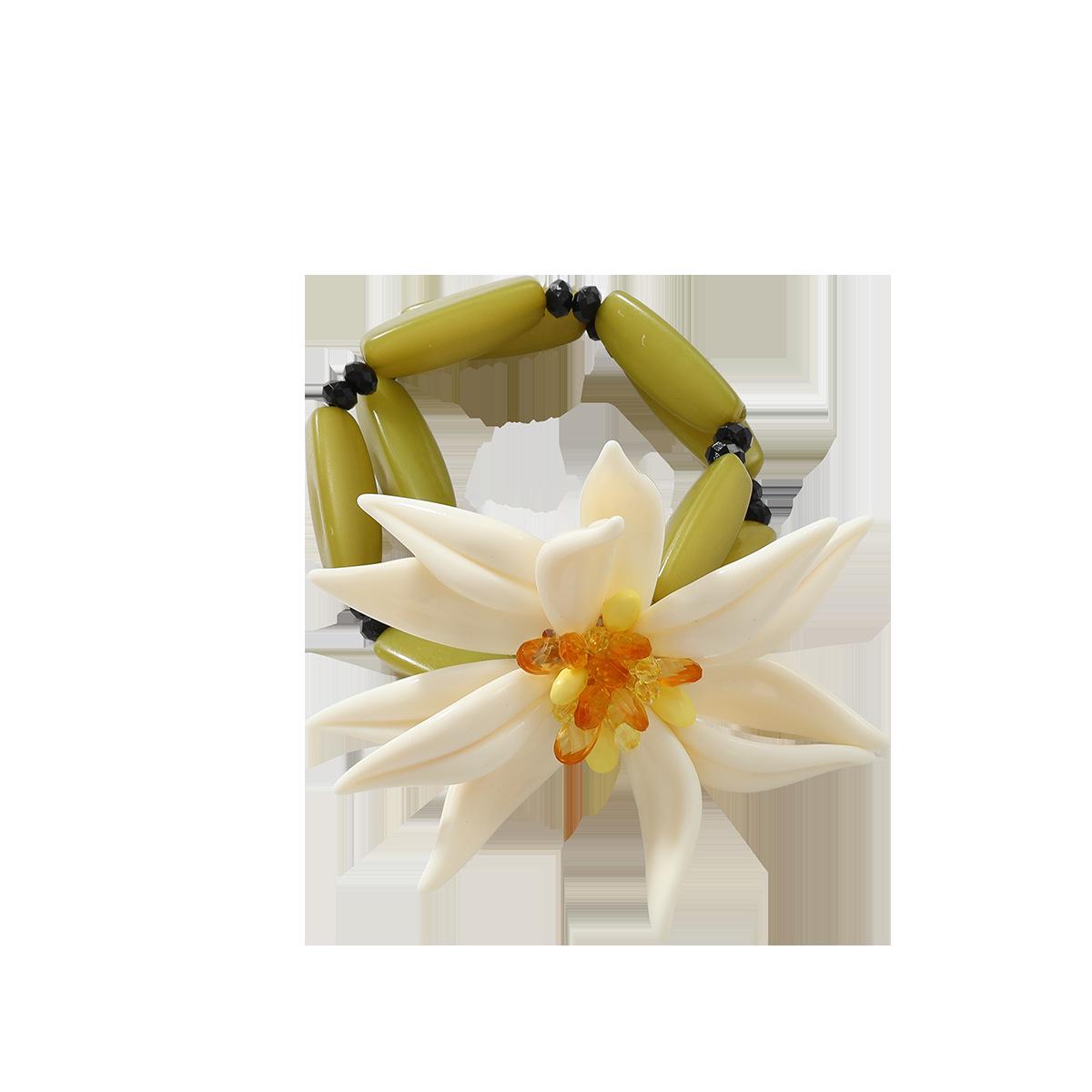 

Элегантный комплект из трех предметов: Серьги из бисера и смолы с цветочным узором, ожерелье и браслет для женщин