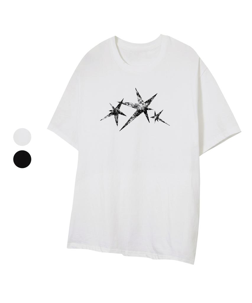 STANDARDERROR 87-Stan324 Triple Noise Star Crack Solid Short Sleeve T-Shirt (2 Colors)