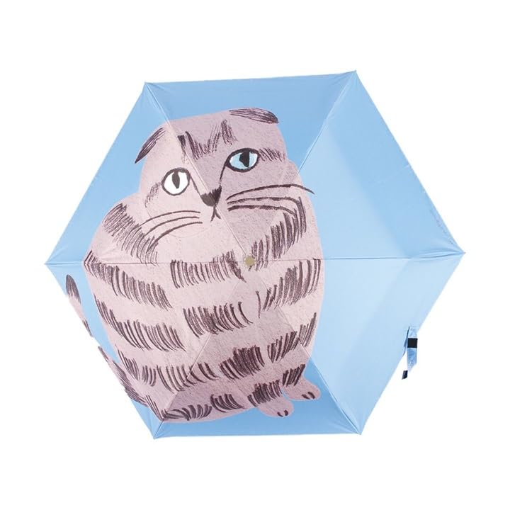 

Складной зонт, подходящий как для солнечных, так и для дождливых дней [Мацуо Миюки] кошка, светло-синий