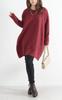 Gold Japan Plus Size Cocoon Long Sleeve Women's Fleece-Lined Tunic, (6L, Wine)