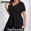 JPNTKY Moda Donna Casual Stampa Colore Unico Manica Corta Scollo a V Camicette & Camicie