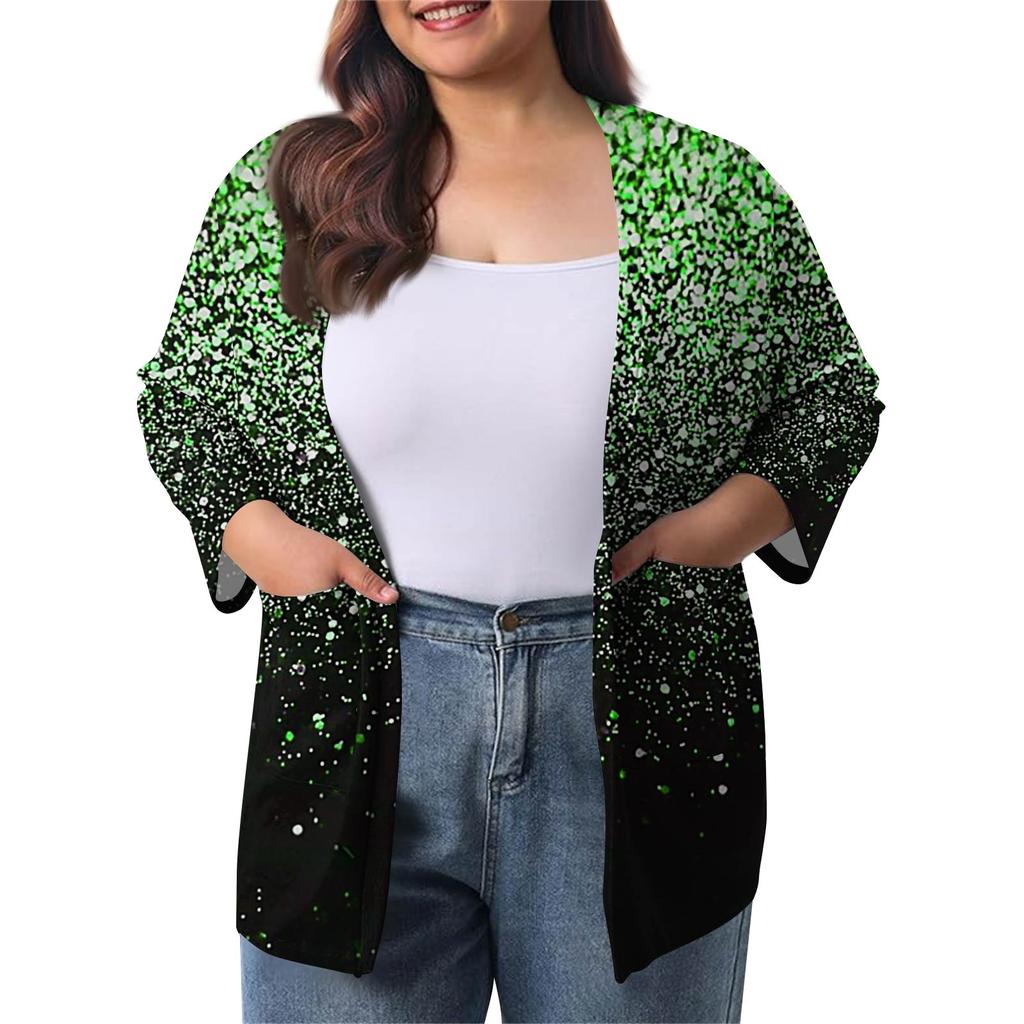 Women's Fall And Winter Fashion Casual Soild 3/4 Sleeve Mid-Length Cardigan Jacket