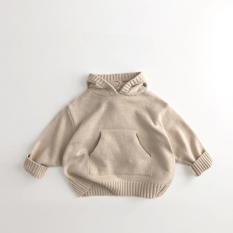 Autumn and Winter Korean Version Children's Sweater, Stylish and Retro Casual Hooded Knitted Sweater for Both Men and Women Babies