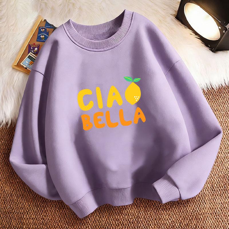 Graphic Ciao Bella Lemon Harajuku Children'S Sweatshirt Pullover Crew Neck Graphic Print Hoodie Boy/Girl Kids Hoody