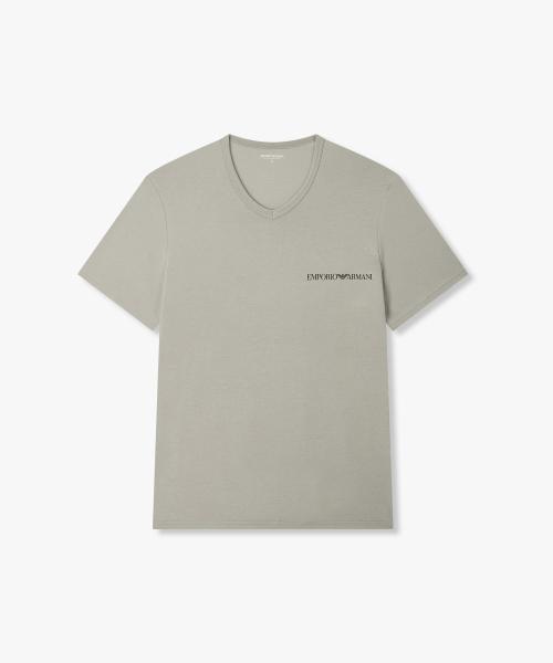 [Emporio Armani Underwear] Men s V-neck Stretch Lounge T-shirt 0816135009 [Shipped from Korea] 100% Authentic Melange Grey - S