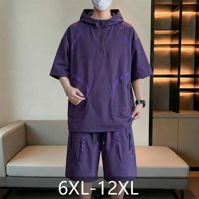 Plus Size Men's Summer Casual 2-Piece Set, Loose Breathable Daily Outfit Suit
