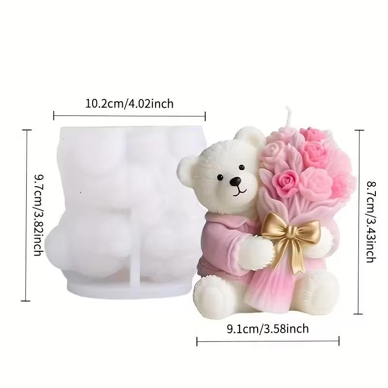 

Flower Silicone Mold High Quality Bear Silicone Mold Diy Candle Mould Non-Stick Cute Bear Mold For Chocolate Decoration Candle