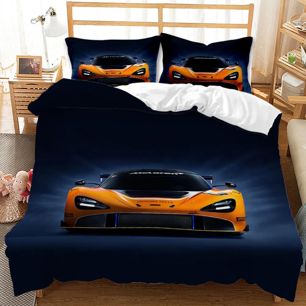 Race Car Duvet Cover Set King Queen Twin Size Red Flame Comforter Cover 3D Sport Car Theme For Boys Girl Polyester Bedding Set