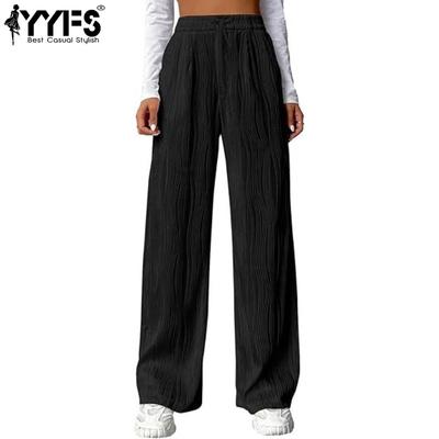 Pantaloni e capris a vita alta con stampa tinta unita casual alla moda da donna
