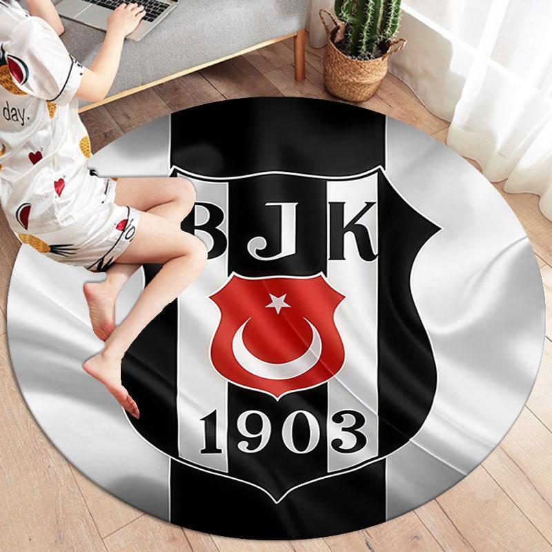 Besiktas Gymnastics Club Round Area Rug,Carpet Rug for Living Room Bedroom Sofa Playroom Decor,Non-slip Floor Mat