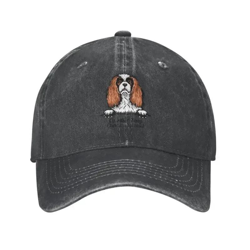 

Personalized Cotton Peeking Dog Cavalier King Charles Spaniel Baseball Cap for Men Women Adjustable Dad Hat Sports Adjustable Cap& 8Y