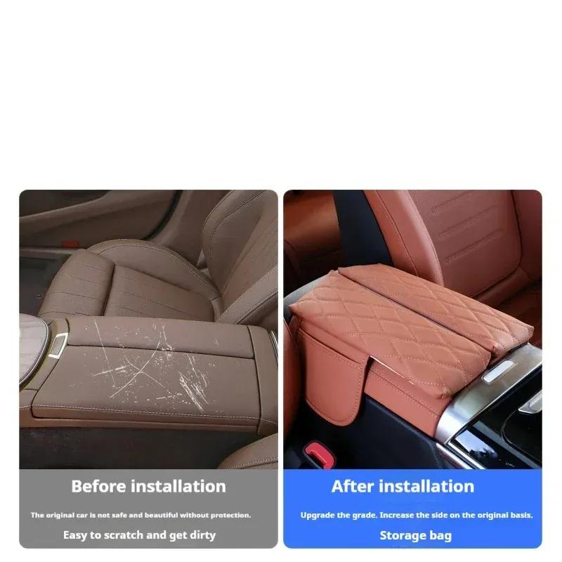 For 20-23 Benz GLE GLS Car Armrest Box Cover Pad Leather Anti-Scratch Center Console Cover Cushion Car Interior Accessor