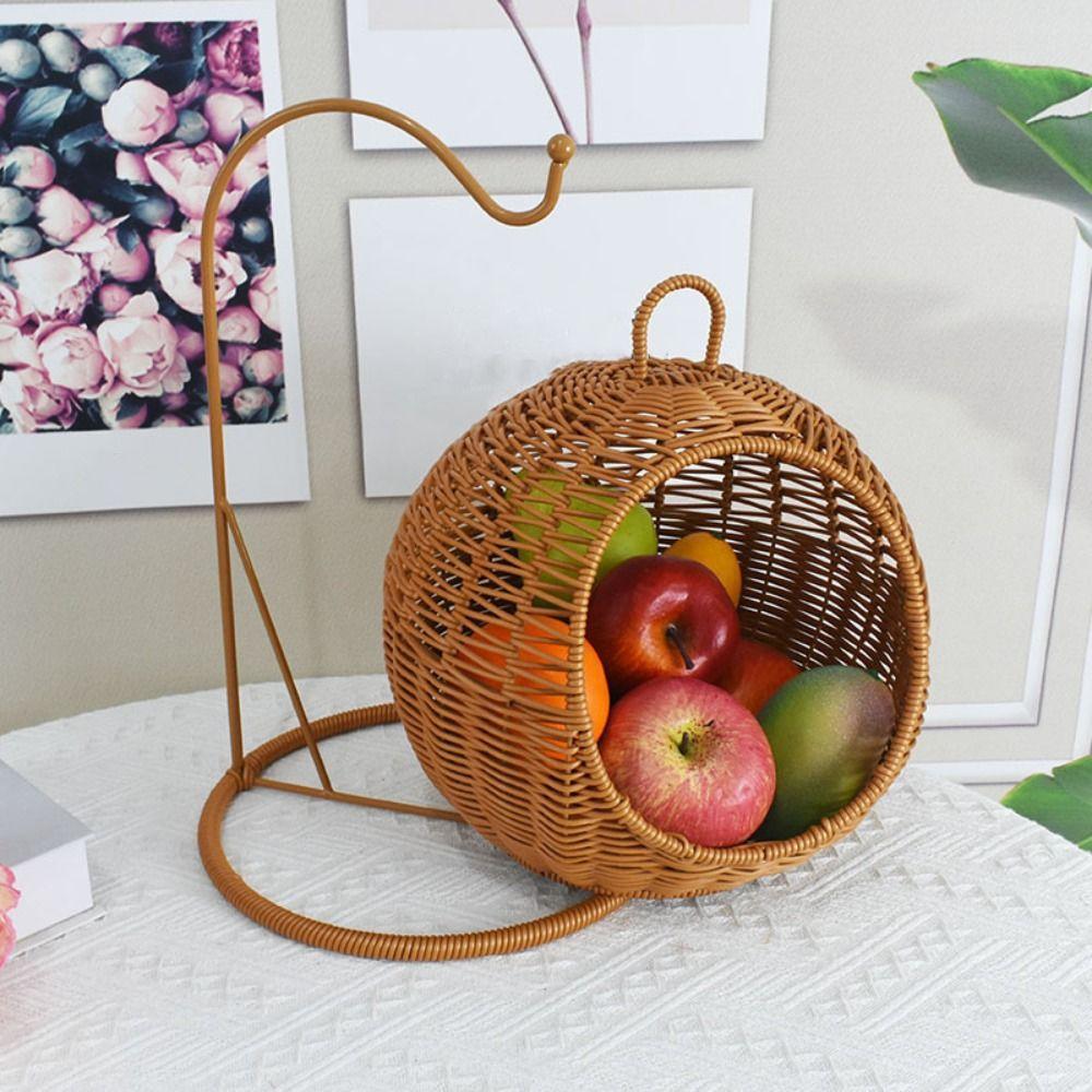 with Handle Imitation Vine Weaving Basket Hand Woven Basket Desktop Clutter Sorting Box