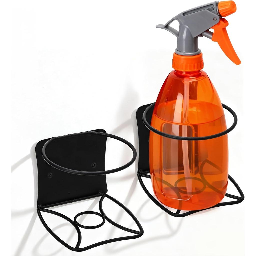 4 Pack Spray Bottle Holder, Heavy Duty Metal Wall Mount Spray Can Holder for Garage, Workshop, Craft & Kitchen Bottle Storage Rack, Easy Install
