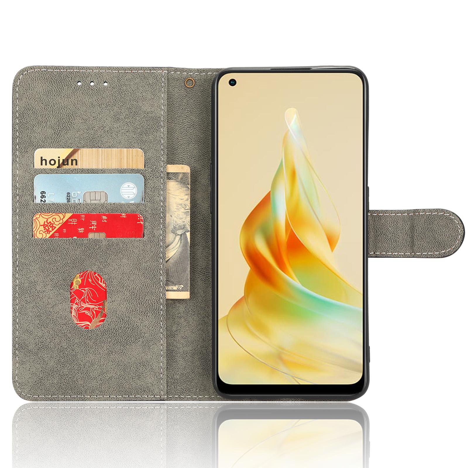 

For Oppo Reno8 T 4G Leather Phone Case Phone Stand RFID Blocking Wallet Cover Purple