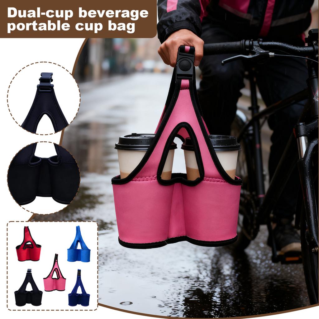 Canvas Double Cup Beverage Holder, Perfect For Coffee And Tea, Sports, Camping, And Outdoor Activities, Hands-free Carrying, Cup Design, Multifunct