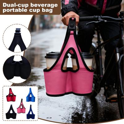 Portavasos Doble de Lona para Bebidas, Perfecto Para Café y Té, Deportes, Camping y Actividades al Aire Libre, Portabilidad Manos Libres, Diseño de Taza, Multifunc