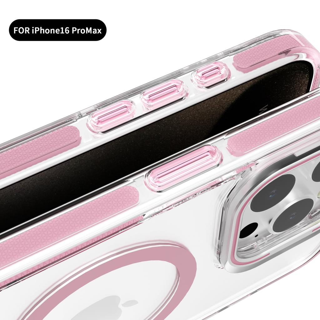 Applicable to Apple 16Pro Max transparent magnetic mobile phone case Apple 17e lens invisible metal holder mobile phone case