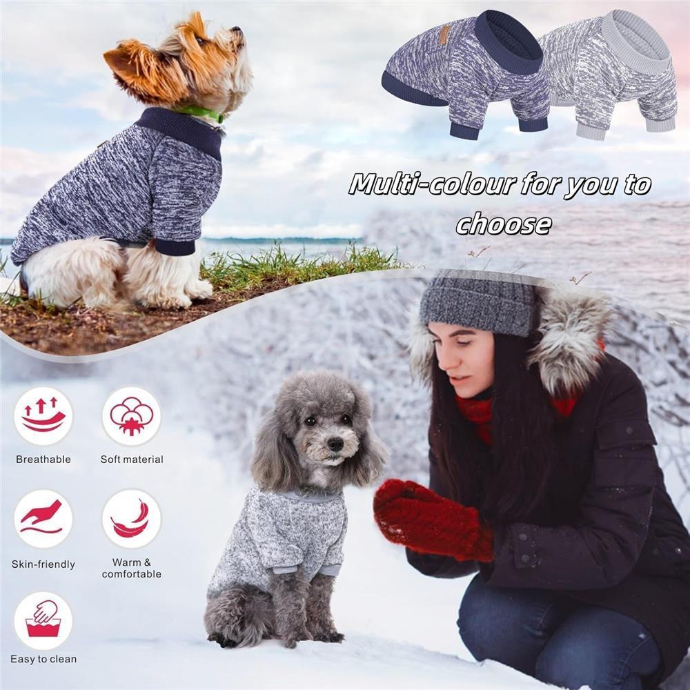 Klasyczny sweter dla psa, płaszcz polarowy dla małych i średnich psów, ciepłe ubrania dla psów i kotów, miękkie szczenięta Customes 12 kolorów (XS, Szary)