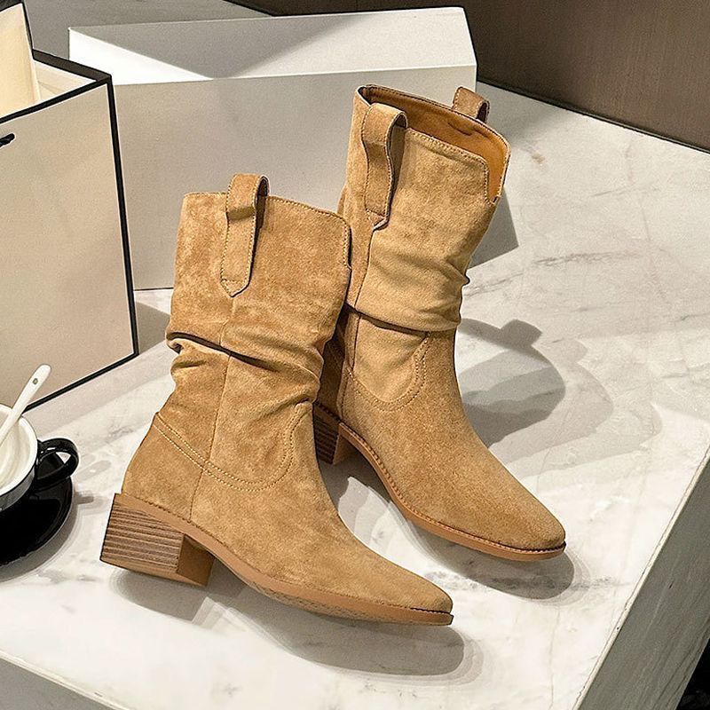 2025 Autumn and Winter New Retro Style Stacking Boots Women's Fashion Versatile Comfortable Thick Heel Women's Martin Boots
