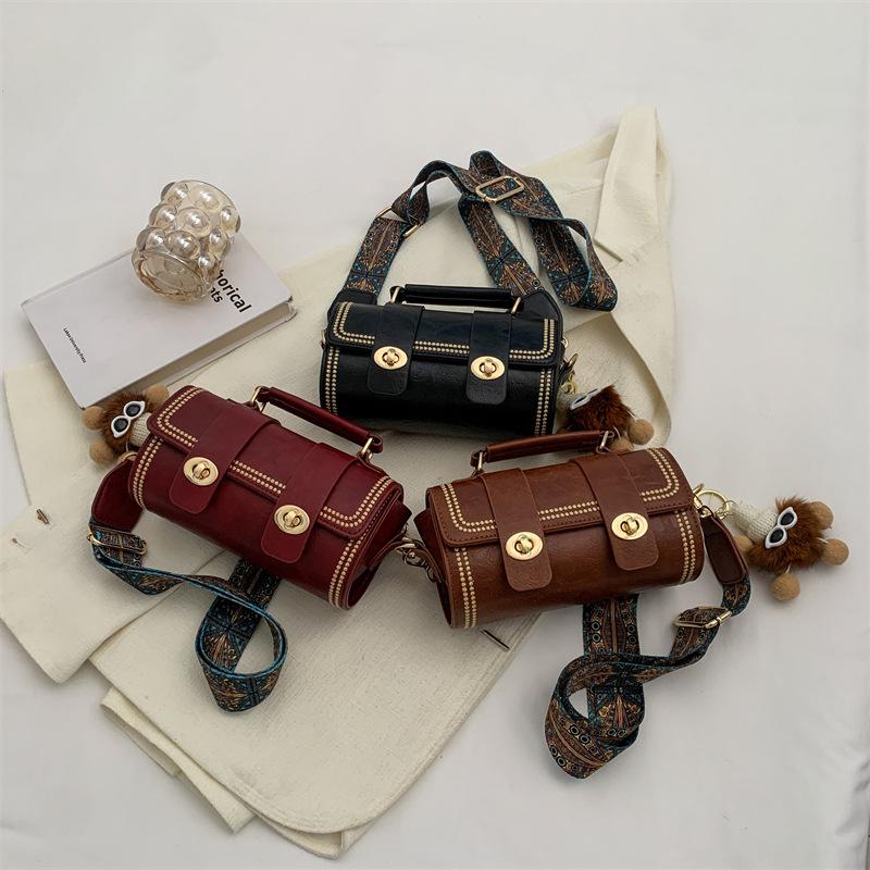 2025 Chic Retro Women's Boston Bag: Versatile Handheld & Crossbody Cylindrical Shoulder Bag