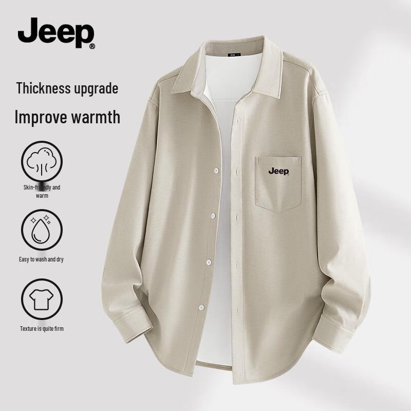 JEEP Men s Oxford Fleece Lined Long Sleeve Shirt L