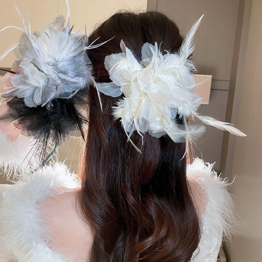 

Сетка для девочек головной убор аксессуары для волос женские заколки для волос цветок когти корейский стиль пружинный зажим black-hair claw