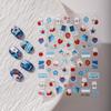 Retro Blue Denim Bunny Nail Art Stickers with Stars, Hearts, and Bow Embossed - Perfect for DIY Journals