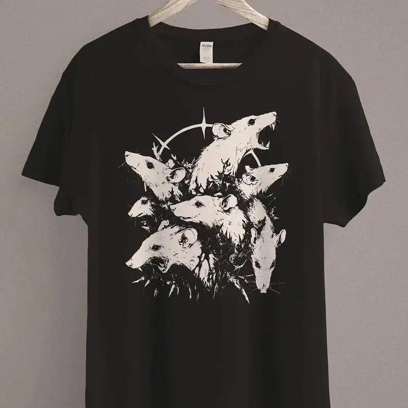 Средневековая Крыса Футболка Готический Гранж Одежда Хоррор Готическая Эстетика История Темная Академия Топ Черная Смерть Футболка Унисекс 4XL