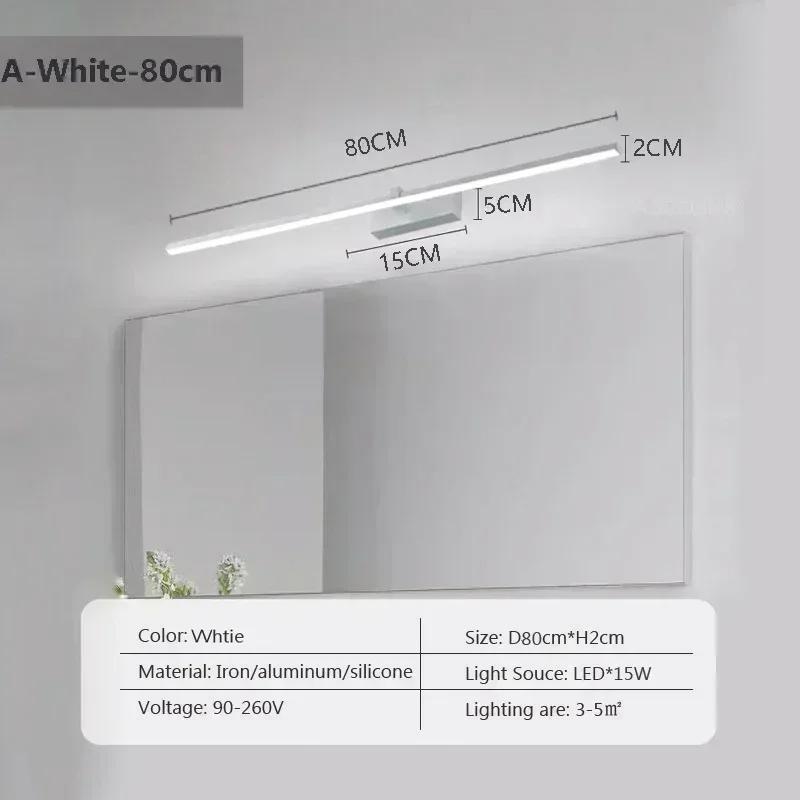Modern LED Wall Lamp Mirror Decor Lighting 60/80/100cm Long Strip Light For Bedroom Bathroom Washroom Kitchen Indoor Luminaires