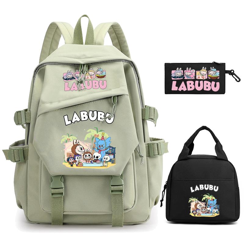 3Pcs/set Cute  Printed Backpack Pencil Case Lunch Bag Teenager Student Girl Boy Schoolbag Women Travel Laptop Bag Mochila