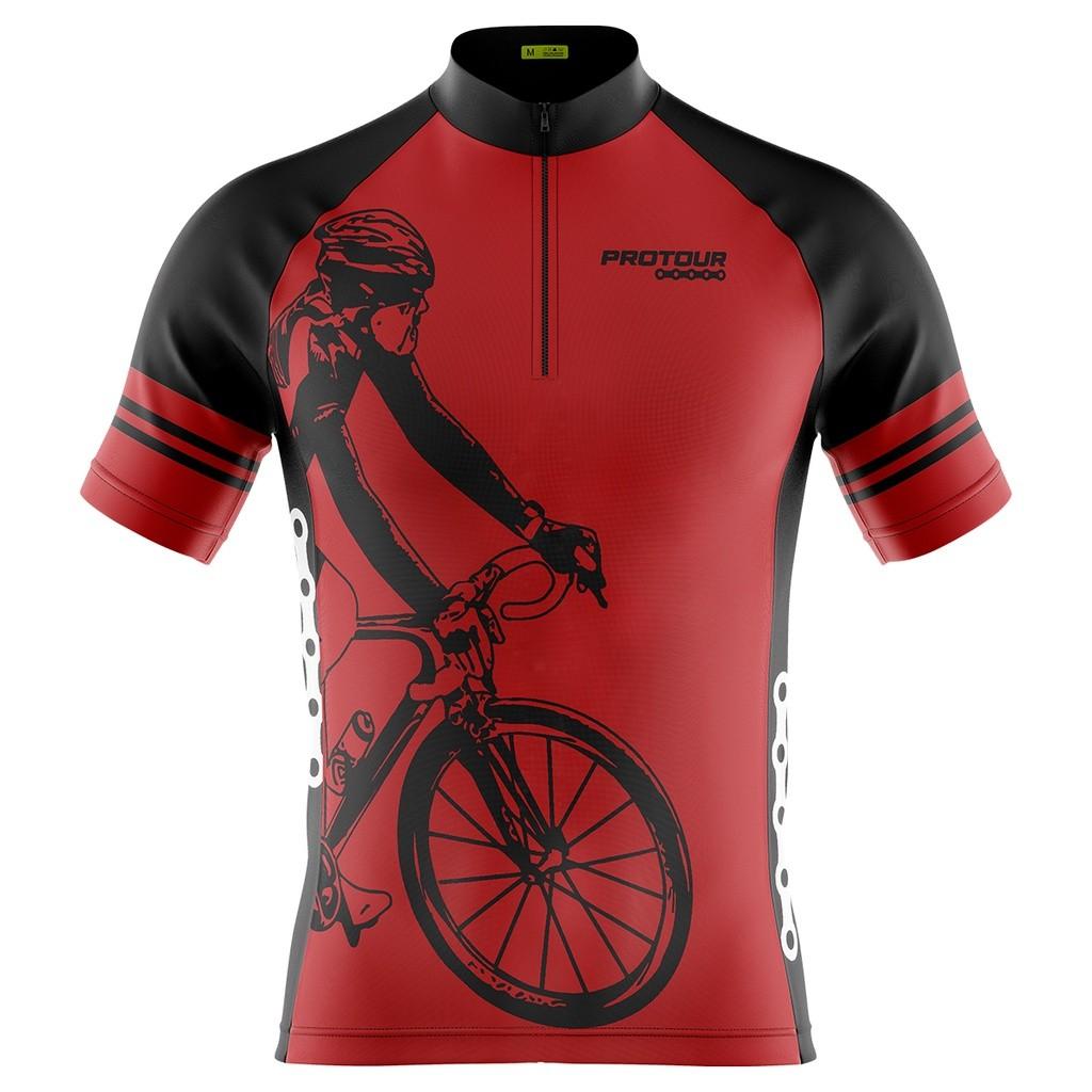 Camisa Ciclismo MTB Masculina Dry Fit Secagem Rápida com UV Bike Vermelha P