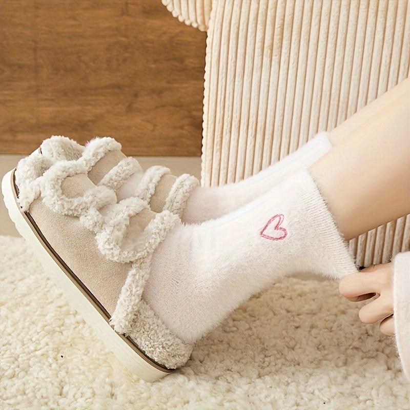 Cozy Heart-Embroidered Socks - Soft, Fluffy, Mid-Calf Length, Perfect for Women, Autumn & Winter, Autumn Winter Socks