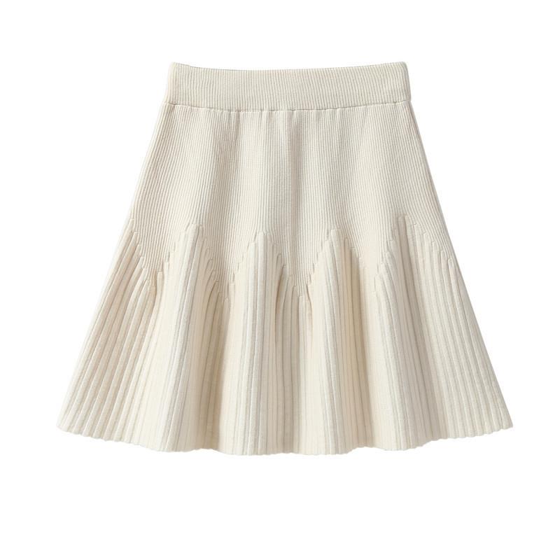 Women's Knitted Short Skirt A-line Knitted Skirt High Waist Knitted Skirt Autumn/Winter