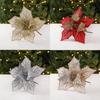 Fabric Plastic Christmas Artificial Flowers 24cm DIY Decoration Fake Flower Ornaments 5 Colors Xmas Tree Decorations New Year
