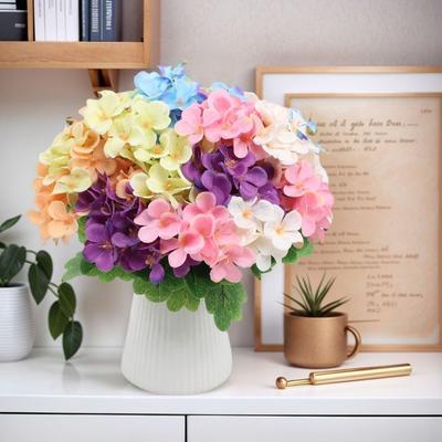 Silk Cloth Foam Flower Bouquet Dyed Edged Hydrangea High Quality Home Decoration  Photography Props