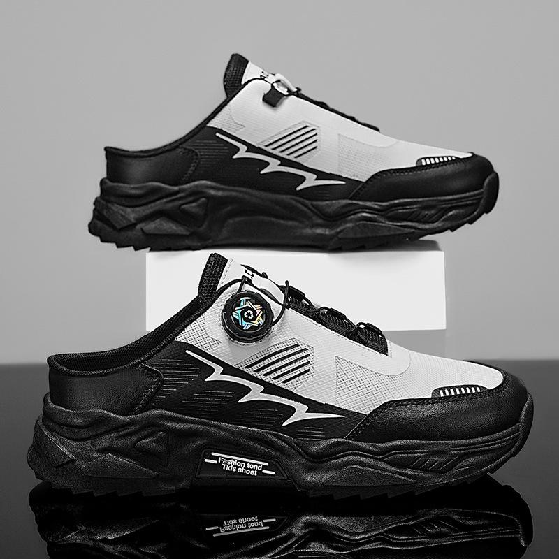 

2025 summer new mesh breathable sports shoes Korean version of half-tray trendy men s shoes thick-soled non-slip casual running shoes 39