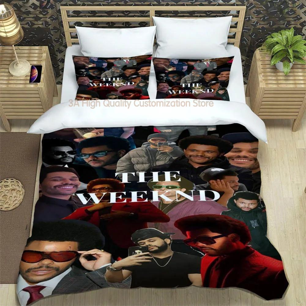 Juegos de Cama Estampados del Cantante The Weeknd Exquisito Juego de Ropa de Cama Funda Nórdica Juego de Colcha Juego de Cama Lujoso Regalo de Cumpleaños