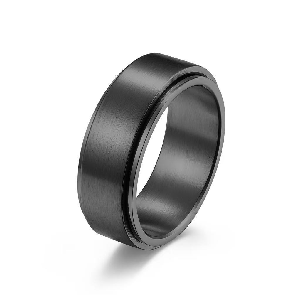 8MM Wide Rotatable Decompression Simple Matte Brushed Men's Hand Ring