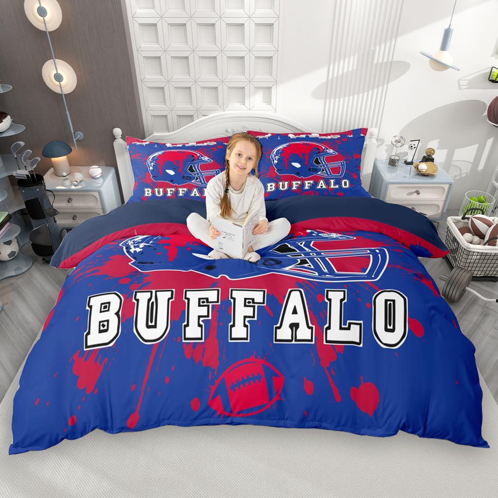 Homewish Juego de Funda Nórdica de Fútbol Americano Ciudad 2 Piezas/3 Piezas, Juego de Ropa de Cama con Casco de Rugby Graffiti, Juego de Funda de Edredón Deportivo