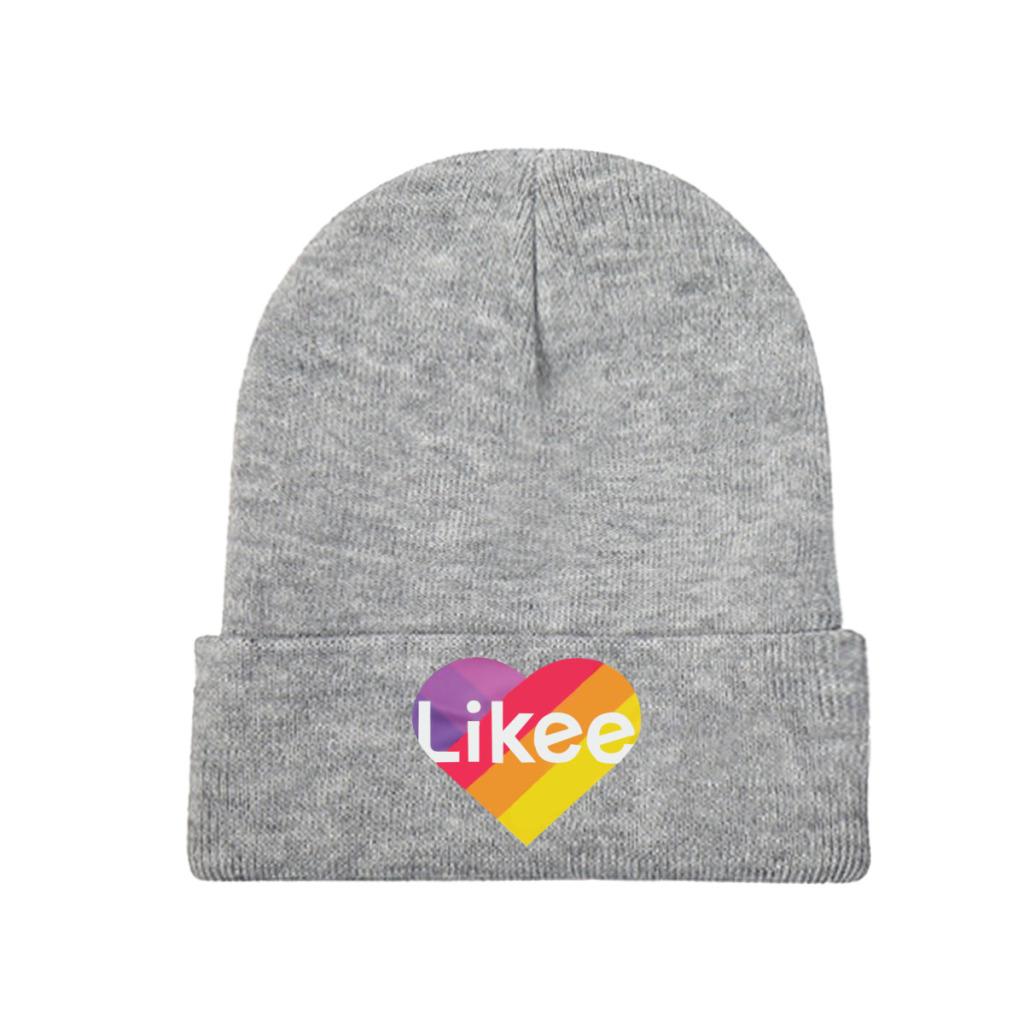 Logotipo do aplicativo Likee Likee Heart Rainbow Graffiti Gorro de malha Gorros Chapéu de inverno Quente Moda Boné Unissex Feminino