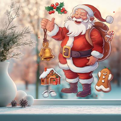 Christmas Window Wall Stickers Decoration PVC Removable Cute Reindeer Snowman Santa Claus Glass Decal Party Bar New Year Decor